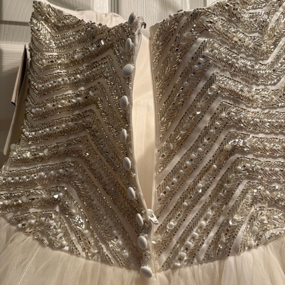 Jewel by David’s Bridal Crystal Chevron Strapless Tulle Wedding Dress - Picture 4 of 11